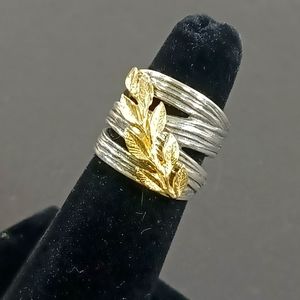 PZ PAZ Creations Sterling Silver Handmade Custom Leaf and Vine 5.25sz ring. #113